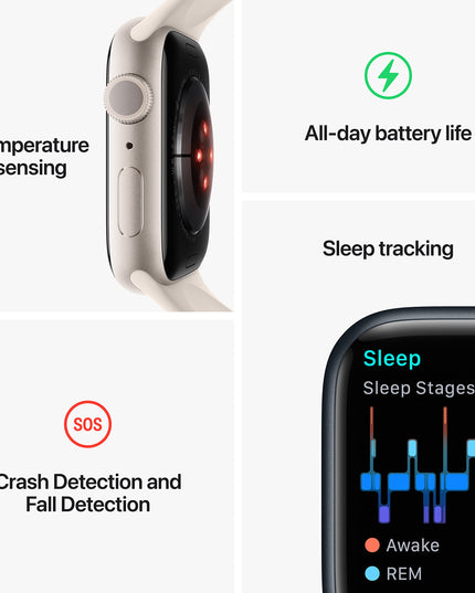 Apple Watch Series 8 [GPS, 45mm] - Starlight Aluminum Case with Starlight Sport Band, M/L (Renewed)