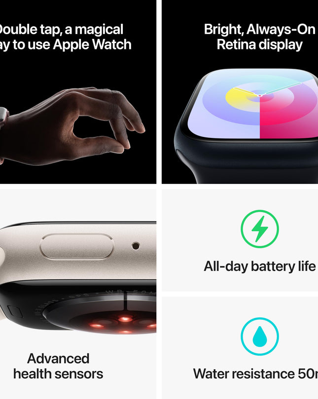 Apple Watch Series 9 [GPS 45mm] Midnight Aluminum Case with Midnight Sport Band M/L (Renewed)